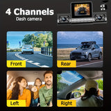 4-Channel Car DVR Dash Cam – 1080P Front, 720P Side & Rear, Night Vision Automotive - Tophatter Daily Deals