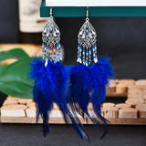 Bohemian Earrings Long Tassel Retro Feather Earrings Ethnic Style Jewelry 0 - Tophatter Daily Deals