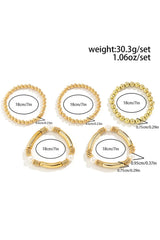 Gold 5Pcs Minimalist Pearl Bracelet Set Bracelets - Tophatter Daily Deals