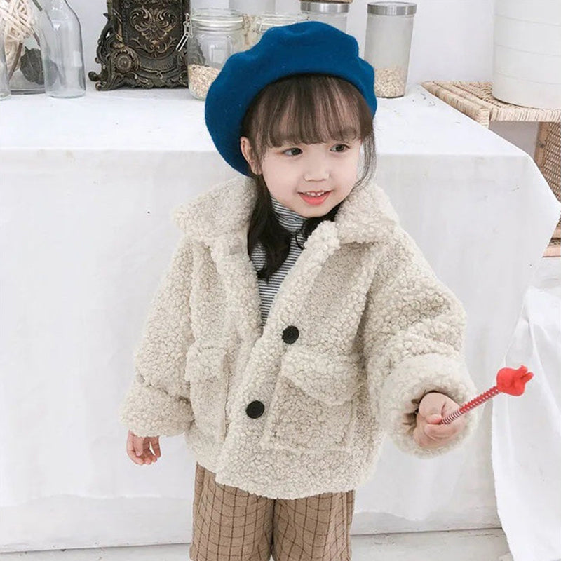 Baby Foreign Style Korean Version Plus Fleece Thickened Solid Color Top 0 - Tophatter Daily Deals