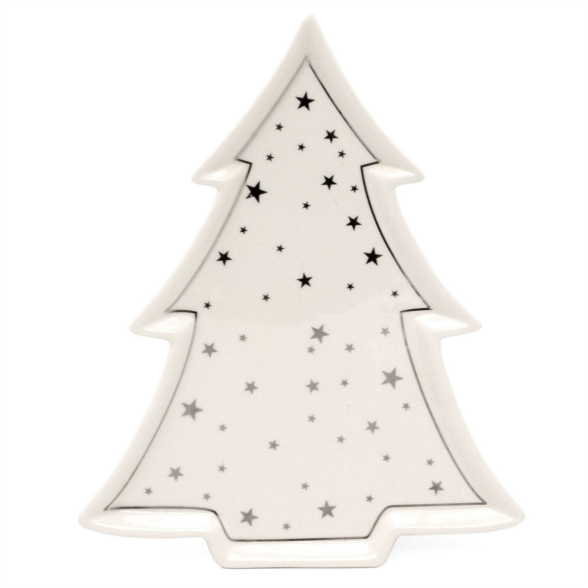 Christmas Tree Trinket Dish | White Ceramic Tree-shaped Trinket Tray - 26cm Plate - Tophatter Daily Deals