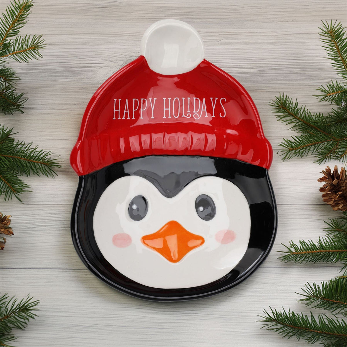 Penguin Christmas Plate | Novelty Character Snack Plate Xmas Serving Dish - 19cm Plate - Tophatter Daily Deals