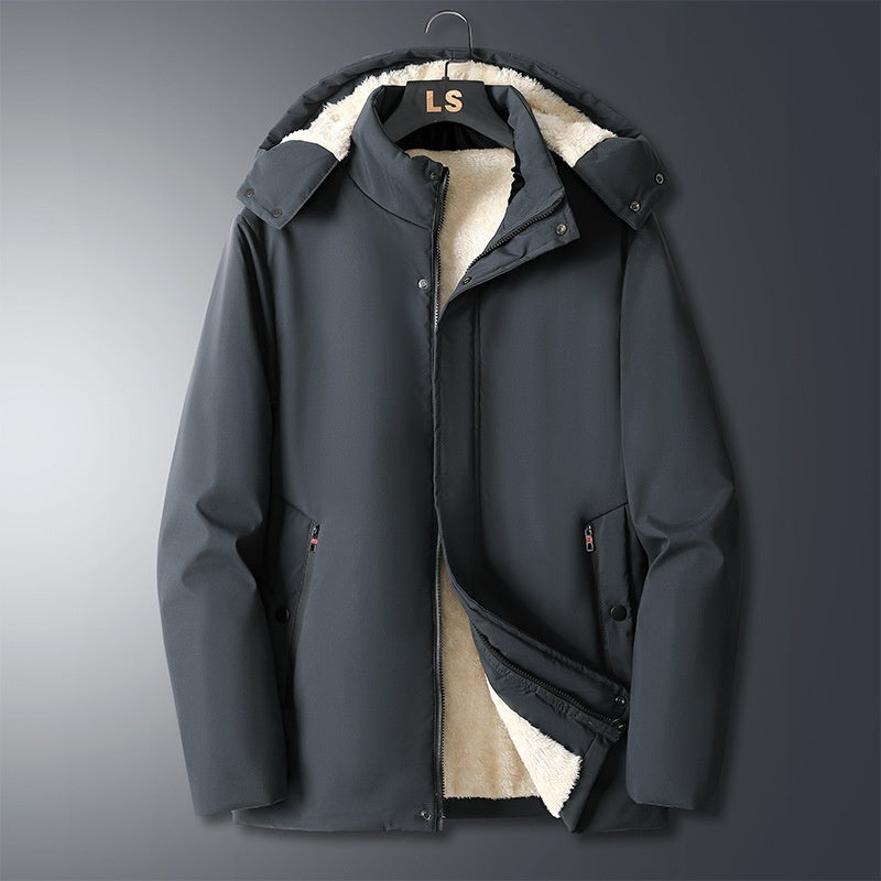 Insulating Mens Hooded Jacket - Straight, Polyester, Winter Gray 3D Changing Face Moving Picture Frame - Tophatter Daily Deals