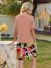 Short Sleeve Top and Printed Shorts Lounge Set Loungewear Sets - Tophatter Daily Deals