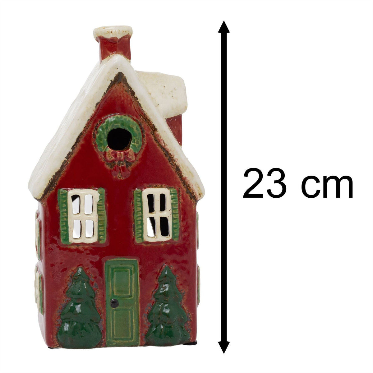 Red Ceramic Christmas House Tealight Holder | Candle Holder Cottage Ornament Candle Holder - Tophatter Daily Deals