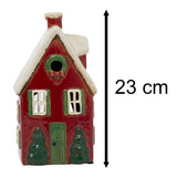 Red Ceramic Christmas House Tealight Holder | Candle Holder Cottage Ornament Candle Holder - Tophatter Daily Deals