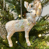 White Reindeer Christmas Tree Bauble | Resin Stag Christmas Tree Ornament - 10cm Baubles - Tophatter Daily Deals