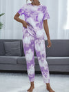 Tie-Dye Round Neck Top and Pants Lounge Set Lavender Loungewear Sets - Tophatter Daily Deals