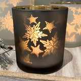 Snowflake Tealight Holder | Frosted Glass Christmas Tea Light Candle Holder 10cm Candle Holder - Tophatter Daily Deals
