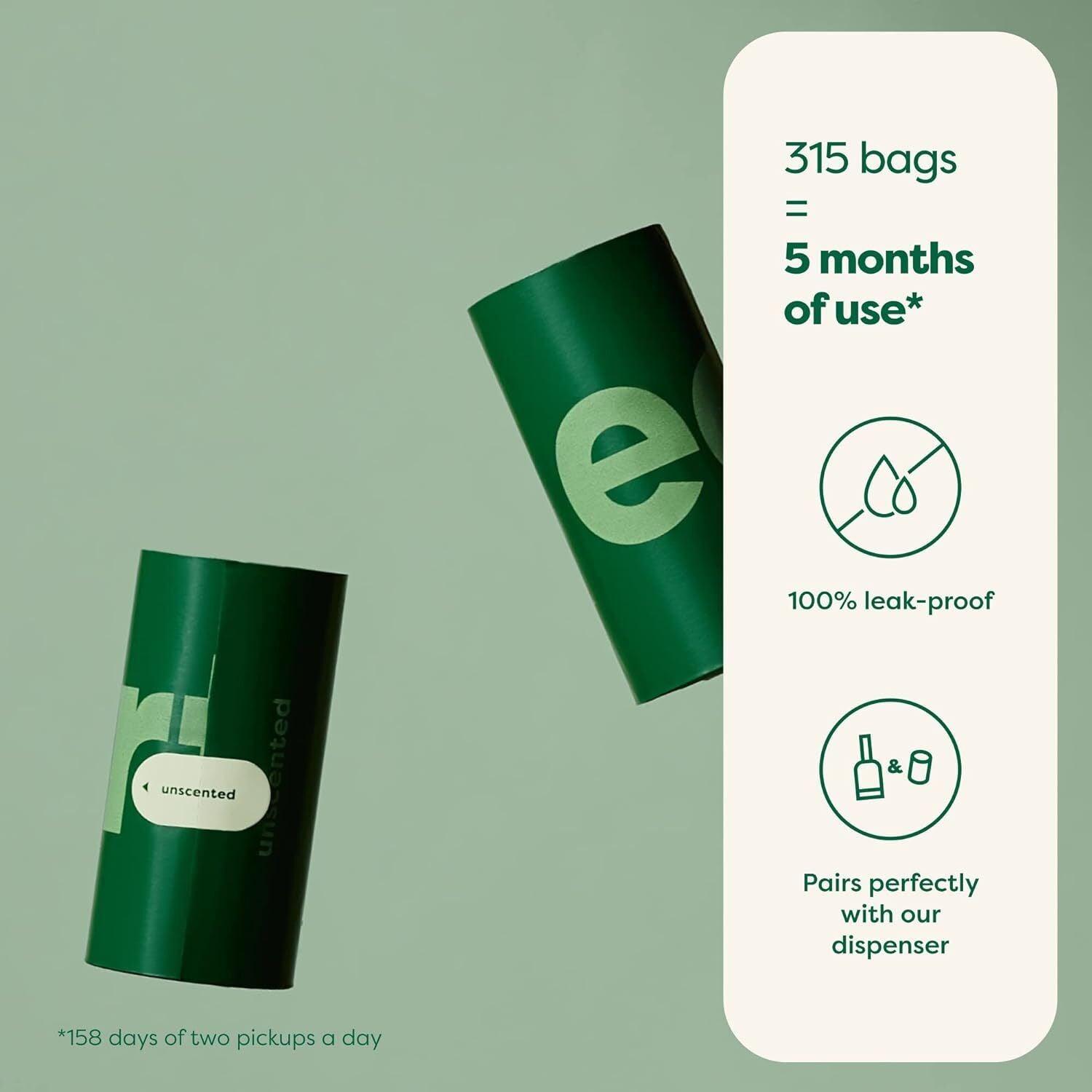 Dog Poo Bag Earth Rated- Poo Bag with Lavender Scented & Unscented Refill Rolls 315Pk Pet Products - Tophatter Daily Deals