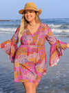 Plus Size Ruched Printed Long Sleeve Dress Casual Dresses - Tophatter Daily Deals