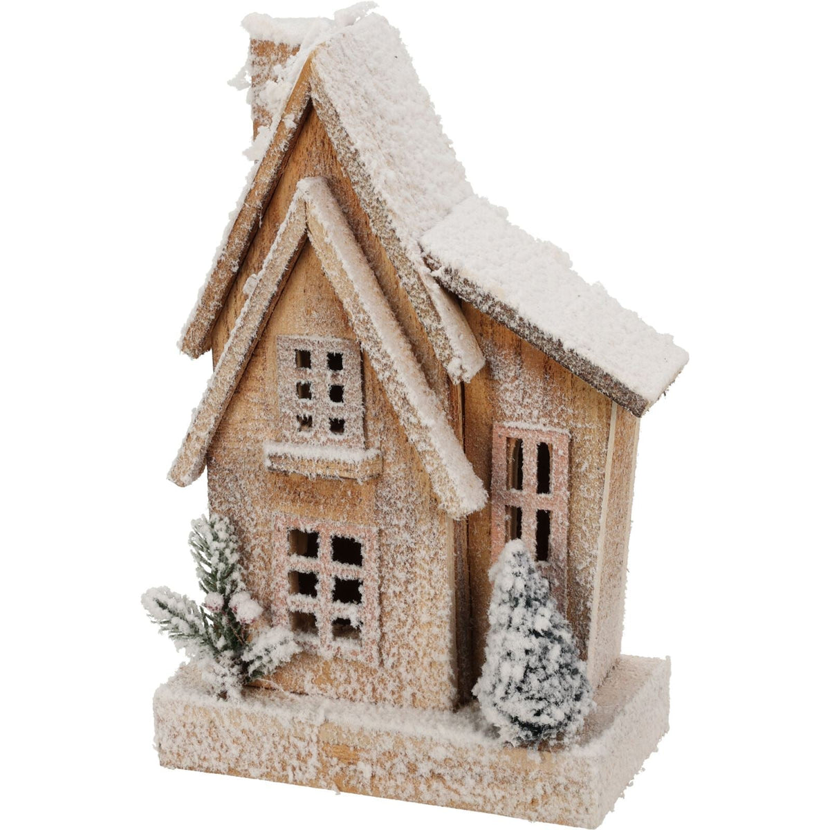 LED Snow-Covered Wooden Christmas House | Light Up Village House Ornament - 33cm Ornament - Tophatter Daily Deals