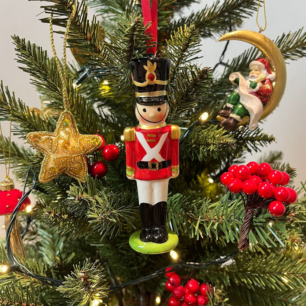 Toy Soldier Christmas Bauble | Red Soldier Ceramic Hanging Tree Ornament - 13cm Baubles - Tophatter Daily Deals