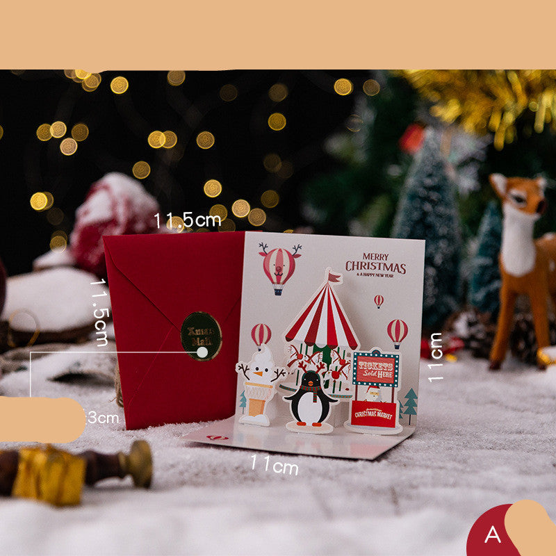 3D Three-dimensional Greeting Card Creative Christmas Eve Section AHK018 0 - Tophatter Daily Deals