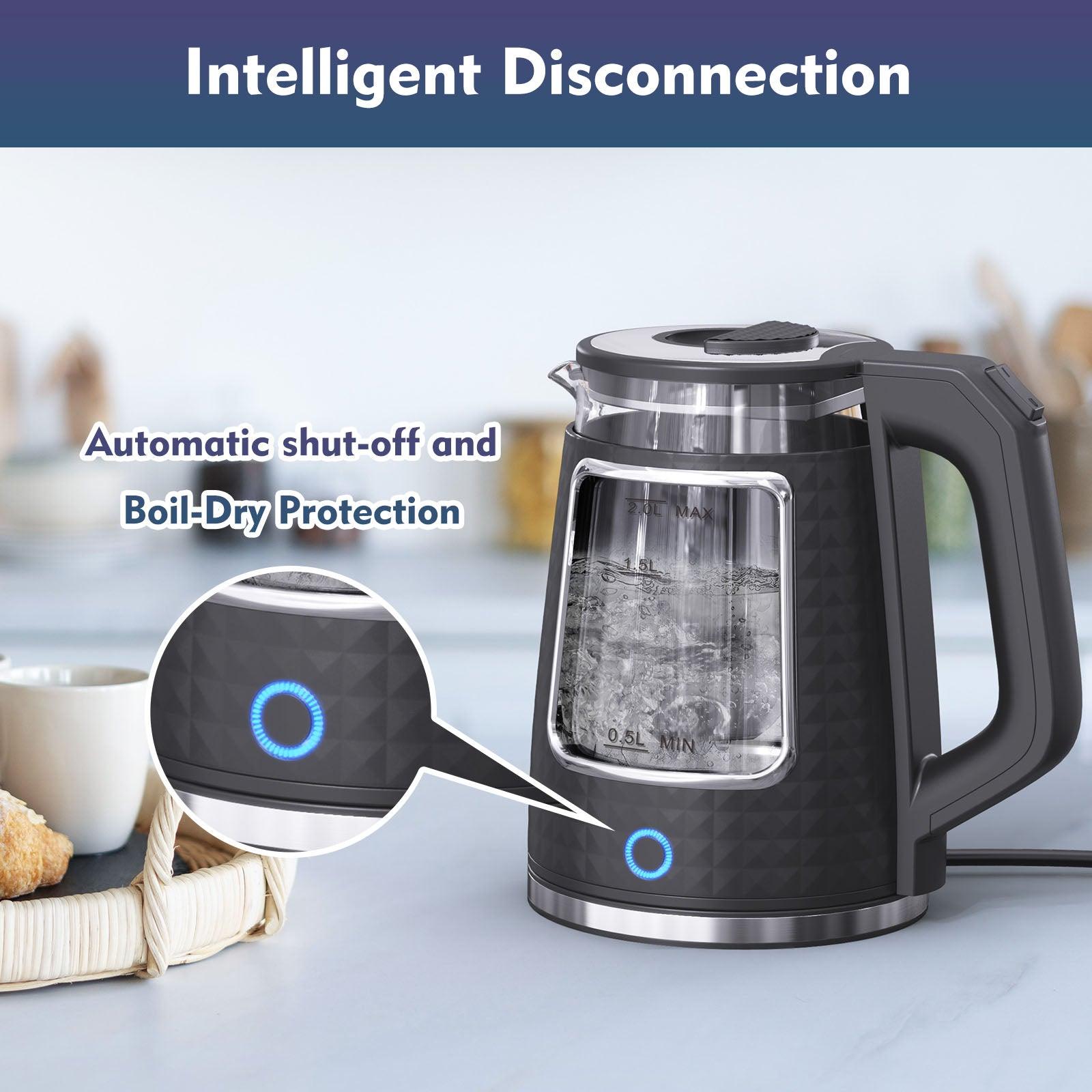 Stainless Steel Electric Tea Kettle - 2.0L Capacity, 1000W, Auto Shut-Off - Tophatter Daily Deals