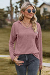 Drawstring Dropped Shoulder Hooded T-Shirt Dusty Pink Women's T-Shirts - Tophatter Daily Deals