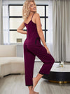 V-Neck Lace Trim Slit Cami and Pants Pajama Set Loungewear Sets - Tophatter Daily Deals