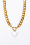 Acrylic Heart Pendant Curb Chain Necklace Gold One Size Necklaces - Tophatter Daily Deals