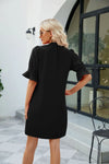 Notched Neck Flounce Sleeve Mini Dress Casual Dresses - Tophatter Daily Deals