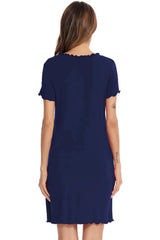 Round Neck Short Sleeve Lounge Dress Sleep Dresses - Tophatter Daily Deals
