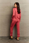 Ninexis Buttoned Collared Neck Top and Pants Pajama Set Loungewear Sets - Tophatter Daily Deals