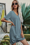 Twisted V-Neck Short Sleeve Dress Casual Dresses - Tophatter Daily Deals