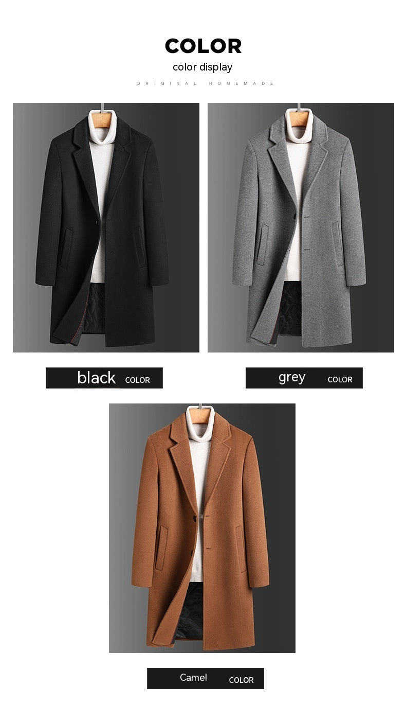 Warm Classic Men's Long Wool Coat - Slim, Wool, Winter 3D Changing Face Moving Picture Frame - Tophatter Daily Deals