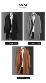 Warm Classic Men's Long Wool Coat - Slim, Wool, Winter 3D Changing Face Moving Picture Frame - Tophatter Daily Deals
