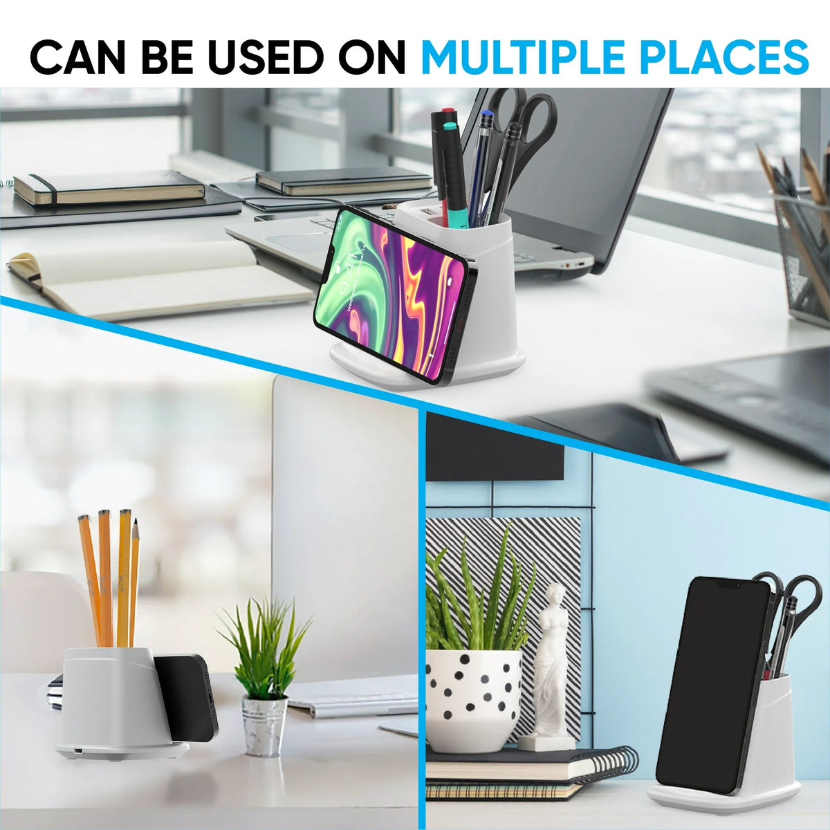 Wireless Charging Stand with Dual USB Charger & Desk Organizer Phone Chargers - Tophatter Daily Deals
