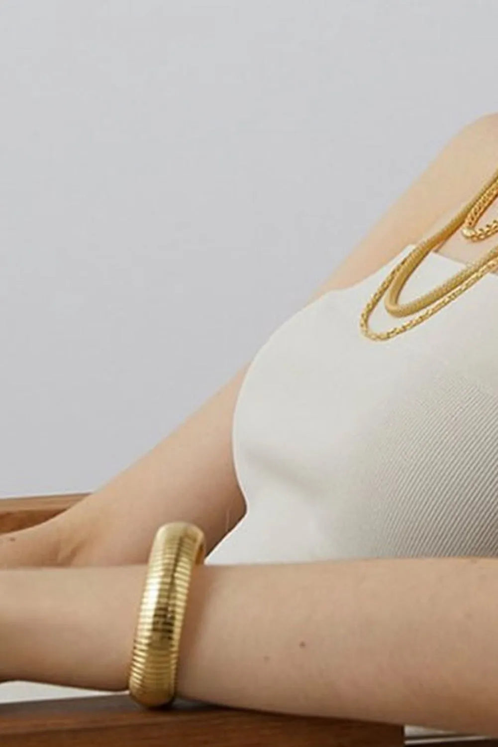 Gold Textured Titanium Steel Chunky Bangle Bracelets - Tophatter Daily Deals