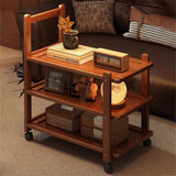 Solid Wood Side Table with Storage Kitchen Islands & Carts - Tophatter Daily Deals