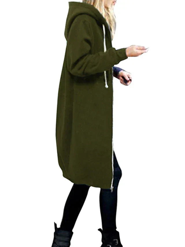 Warm Cozy Women’s Zip-Up Hoodie - Longline, For Cold Days - Tophatter Daily Deals