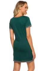 Contrast Trim Short Sleeve Lounge Dress Sleep Dresses - Tophatter Daily Deals