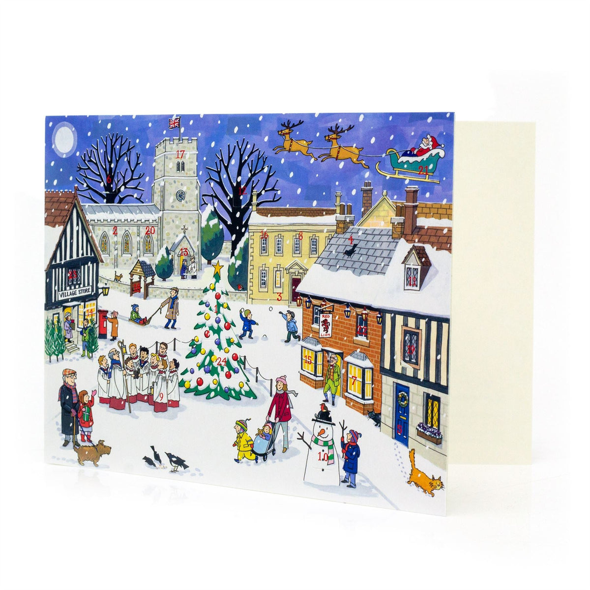 Christmas in the Village - Christmas Advent Calendar Greetings Card & Envelope Advent Calendar - Tophatter Daily Deals