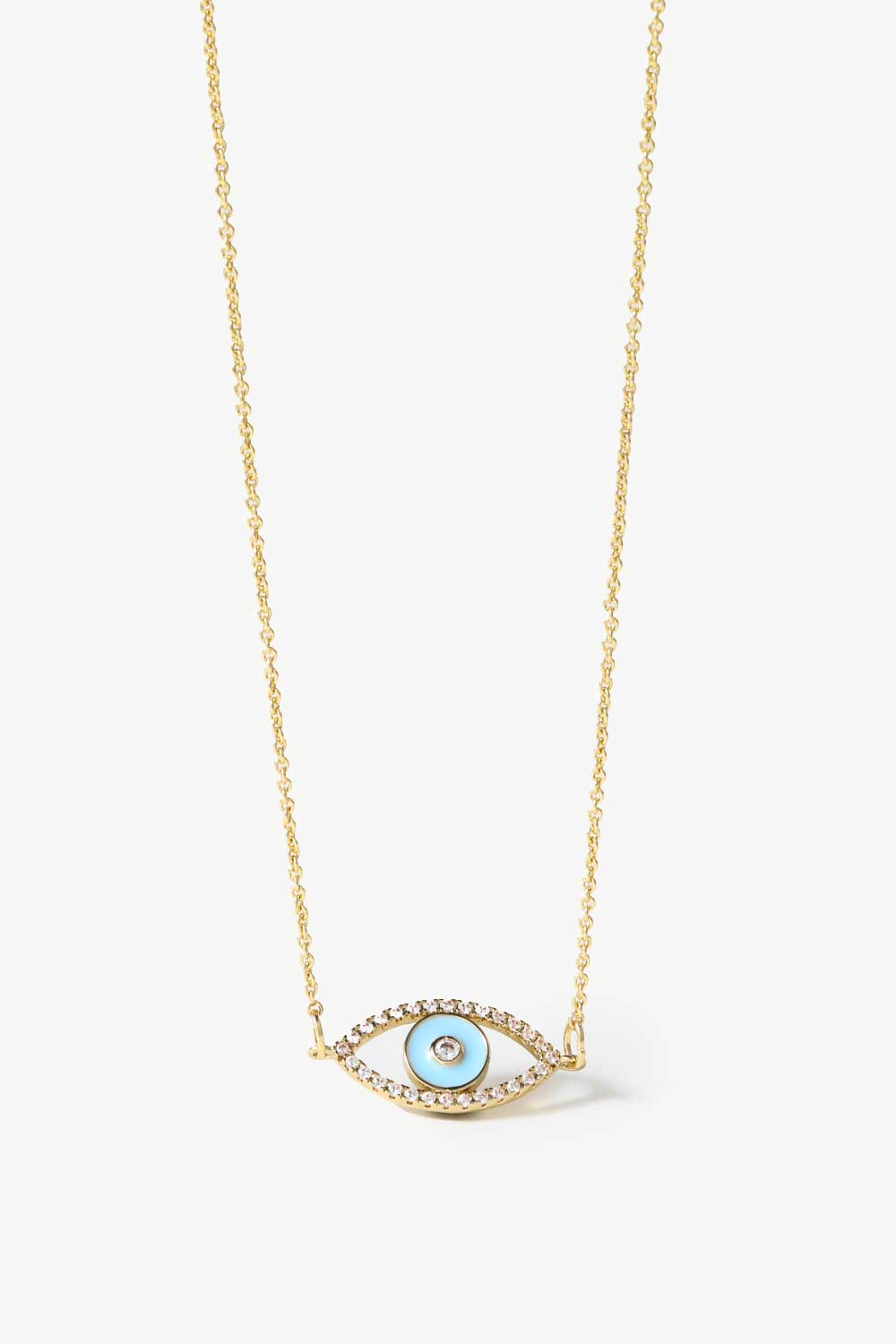 Evil Eye Pendant Gold Plated Chain Necklace Sky Blue One Size Necklaces - Tophatter Daily Deals