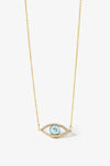 Evil Eye Pendant Gold Plated Chain Necklace Sky Blue One Size Necklaces - Tophatter Daily Deals