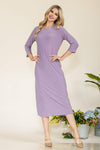 Celeste Full Size Round Neck Midi Dress LAVENDER Casual Dresses - Tophatter Daily Deals