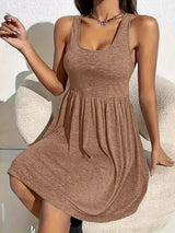 Full Size Square Neck Sleeveless Mini Dress Casual Dresses - Tophatter Daily Deals