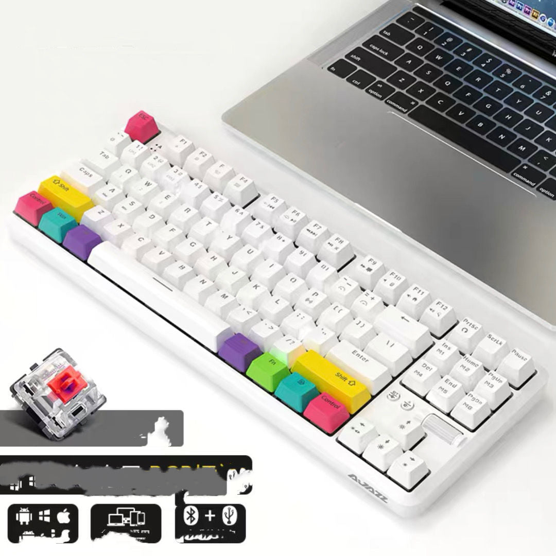 Blackmail k870t wireless Bluetooth wired dual mode mechanical keyboard 87 key RGB office game mobile phone tablet 4A 0 - Tophatter Daily Deals