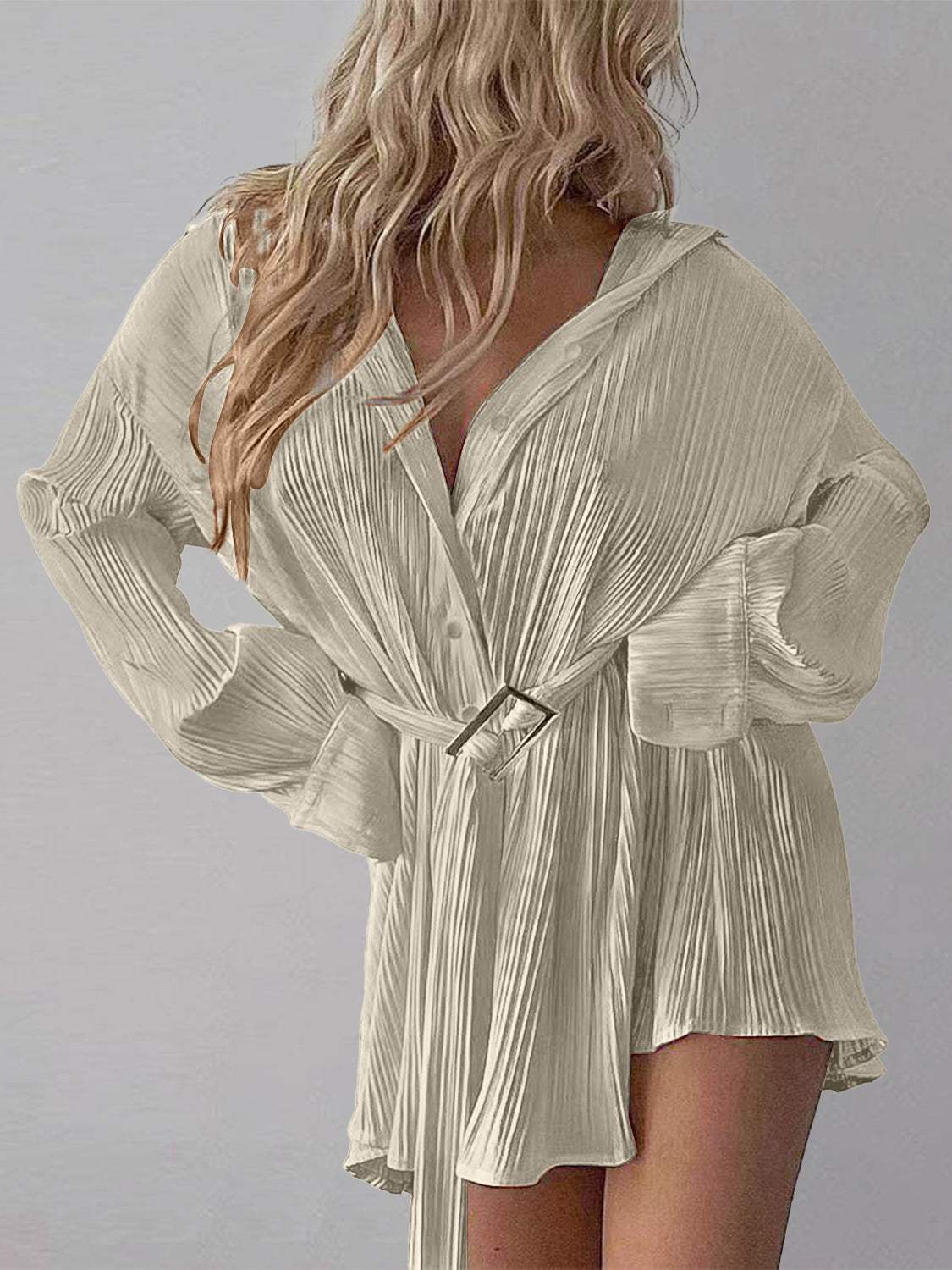 Button Up Dropped Shoulder Shirt Dress Casual Dresses - Tophatter Daily Deals