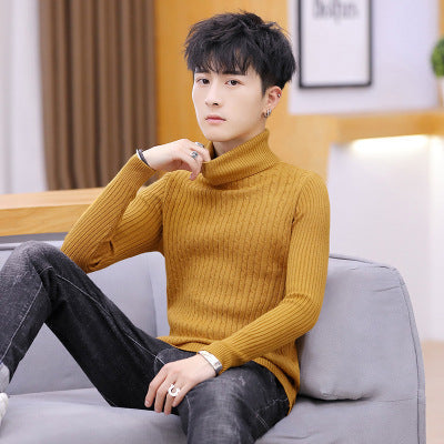 Fitted Men’s Turtleneck Sweater - Slim Fit Cotton Blend Yellow 3D Changing Face Moving Picture Frame - Tophatter Daily Deals