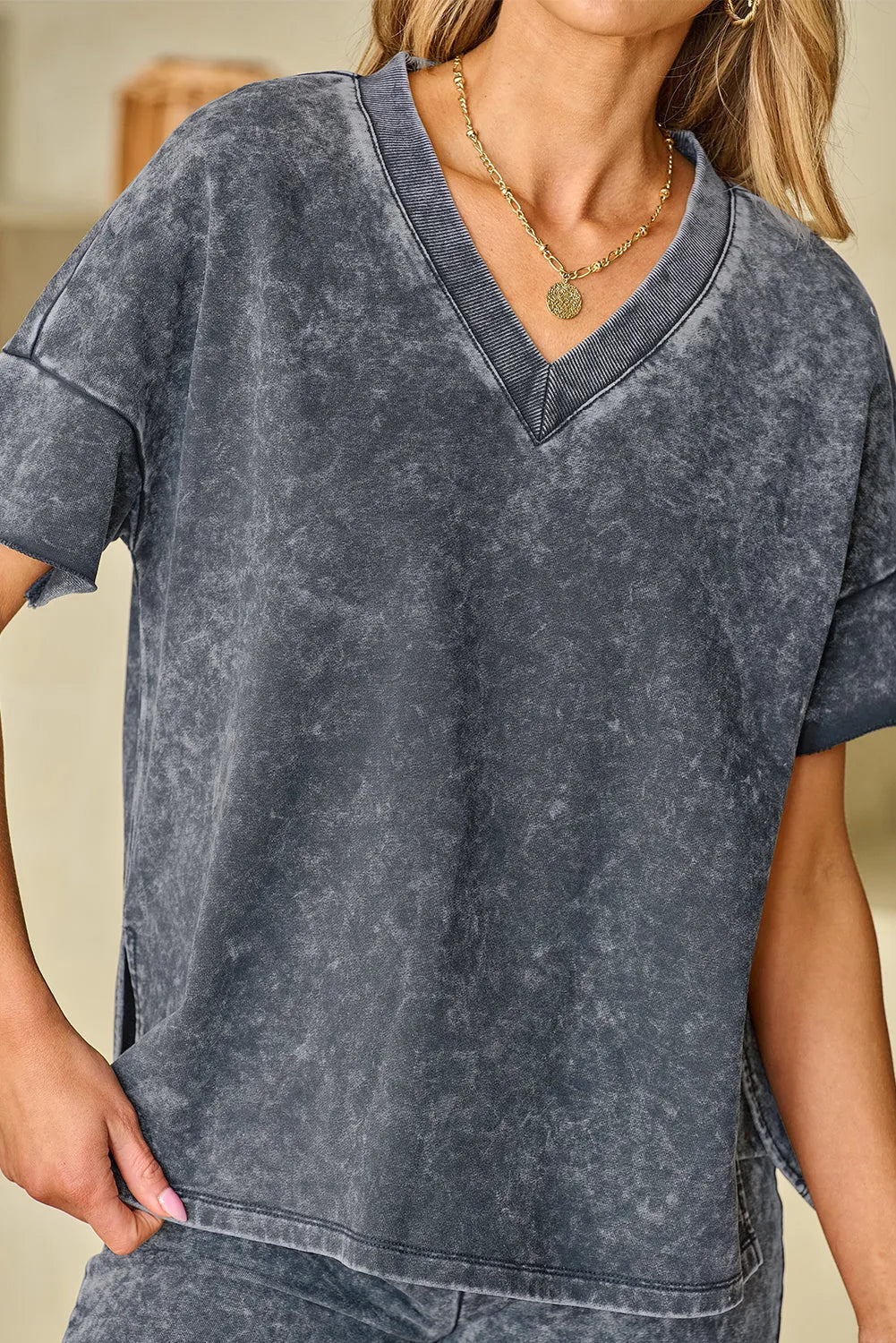 Black Mineral Washed Oversized T Shirt and Shorts Set Loungewear & Sleepwear/Loungewear - Tophatter Daily Deals