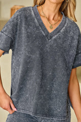 Black Mineral Washed Oversized T Shirt and Shorts Set Loungewear & Sleepwear/Loungewear - Tophatter Daily Deals