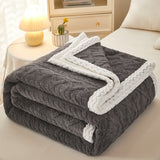 Blanket Double Thickened Warm Coral Fleece Sofa Blanket Grey 0 - Tophatter Daily Deals