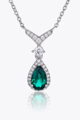 Lab-Grown Emerald Teardrop Necklace Green One Size Necklaces - Tophatter Daily Deals