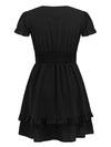 Tied V-Neck Tiered Mini Dress Casual Dresses - Tophatter Daily Deals