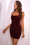 Sequin Double-Strap Bodycon Dress Wine Cocktail Dresses - Tophatter Daily Deals