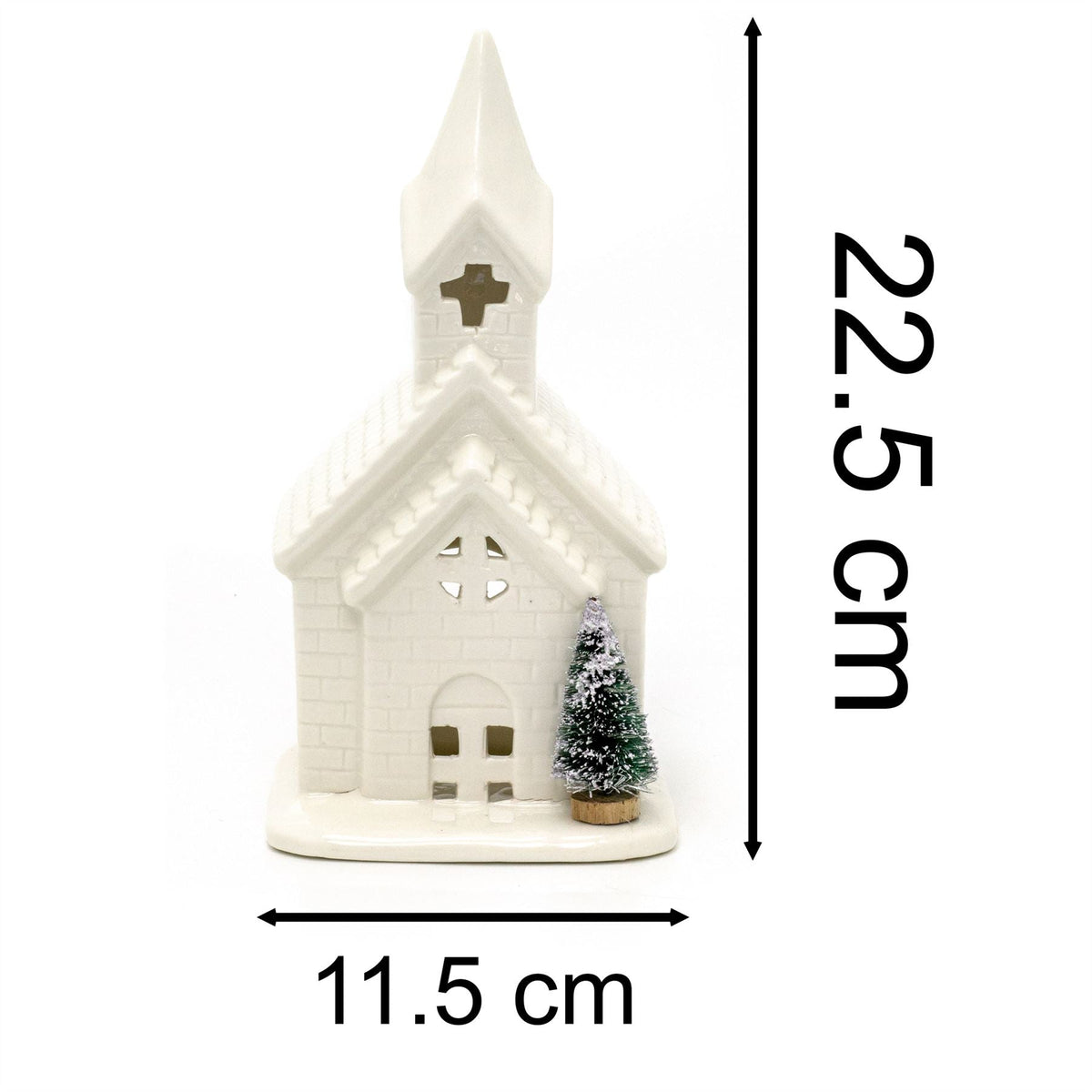 Christmas Church Tealight Candle Holder | White Ceramic Chapel Ornament - 22cm Candle Holder - Tophatter Daily Deals