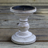Traditional Wooden Candlestick - Handcrafted Wood Candle Stick Holder - Whitewashed Candlestick - Tophatter Daily Deals