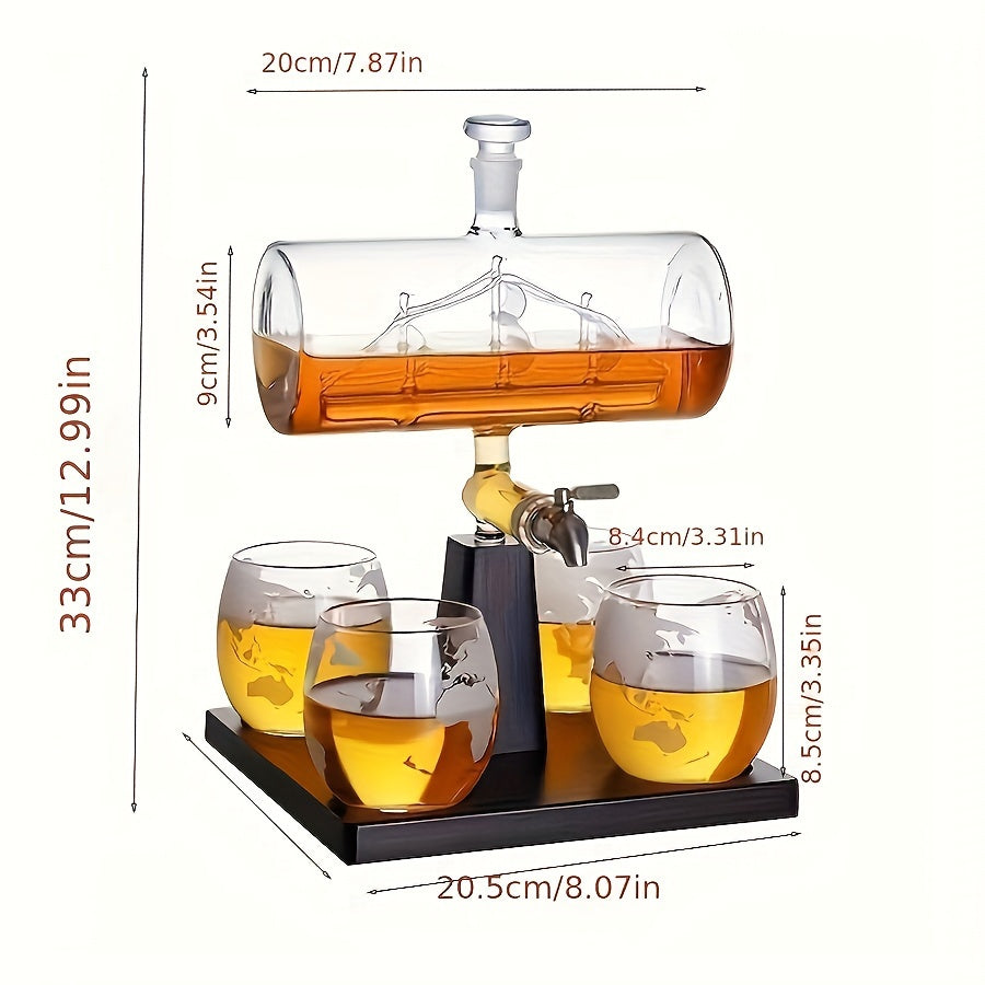 Skull Globe Wine Aerator Set with 4 Glasses Kitchen Appliances - Tophatter Daily Deals